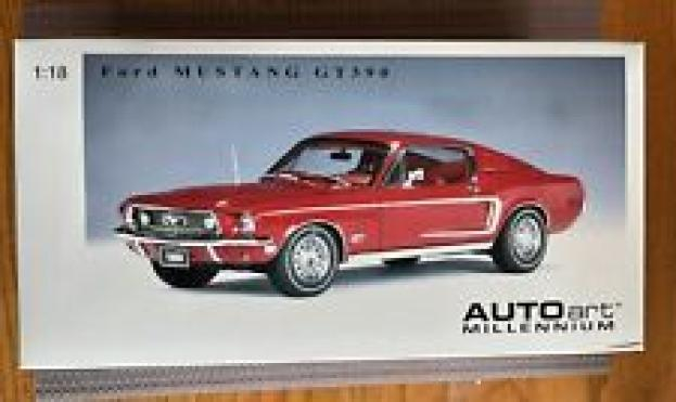 NIB AutoArt Millennium 1/18 Diecast 1968 Ford Mustang GT390 Red Model Car Mint