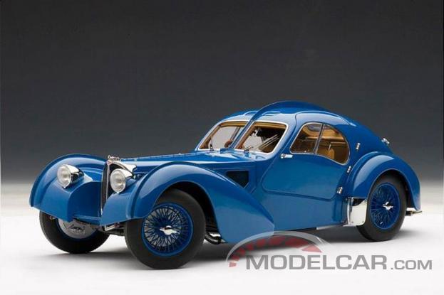 AUTOart Bugatti 57 S Atlantic 1938 Blue with Metal Spoked Wheels 70942
